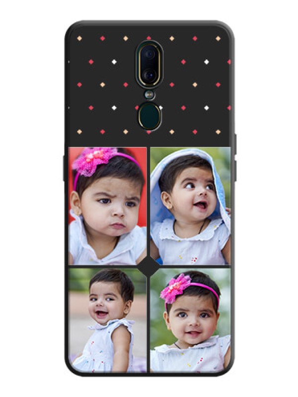 Custom Multicolor Dotted Pattern with 4 Image Holder on Space Black Custom Soft Matte Phone Cases - Oppo F11
