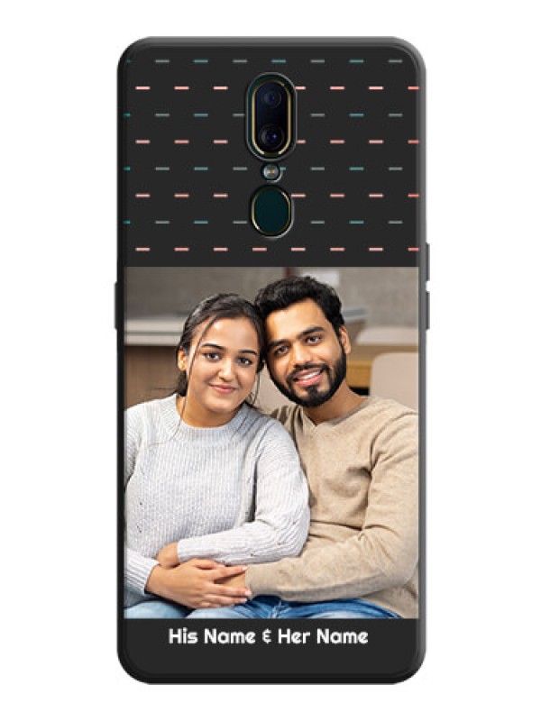 Custom Line Pattern Design with Text on Space Black Custom Soft Matte Phone Back Cover - Oppo F11