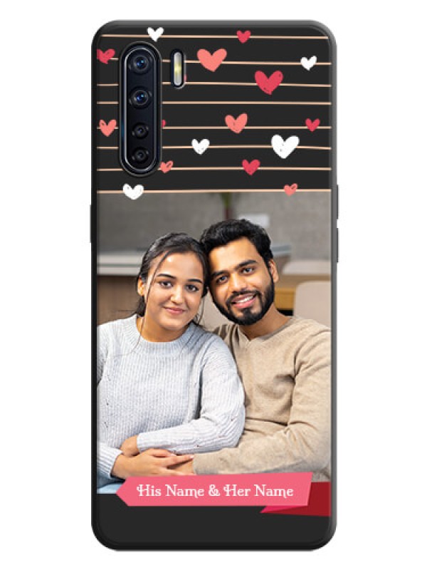Custom Love Pattern with Name on Pink Ribbon  - Photo on Space Black Soft Matte Back Cover - Oppo F15
