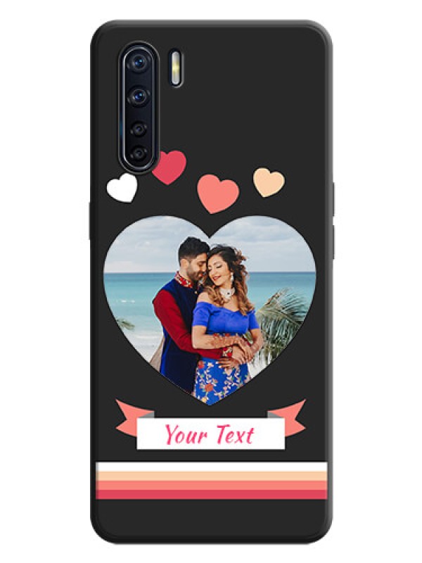 Custom Love Shaped Photo with Colorful Stripes on Personalised Space Black Soft Matte Cases - Oppo F15