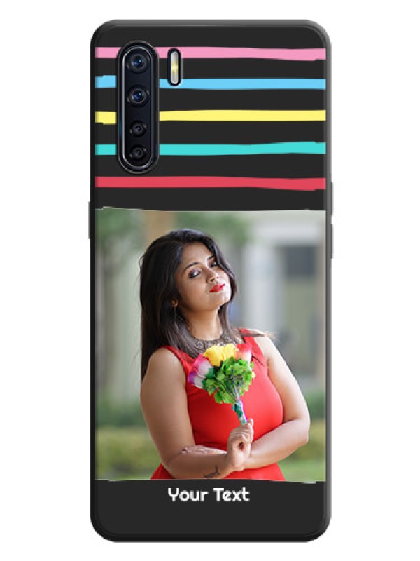 Custom Multicolor Lines with Image on Space Black Personalized Soft Matte Phone Covers - Oppo F15