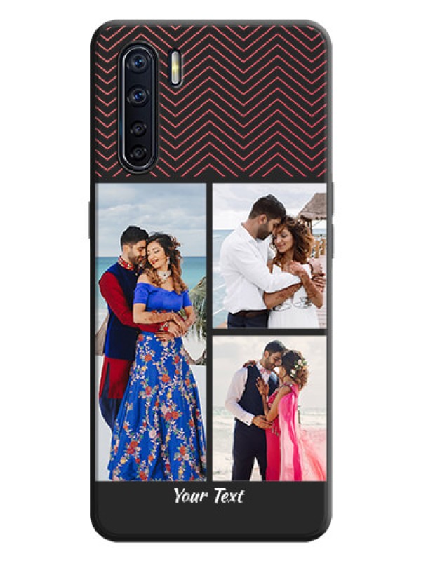 Custom Wave Pattern with 3 Image Holder on Space Black Custom Soft Matte Back Cover - Oppo F15