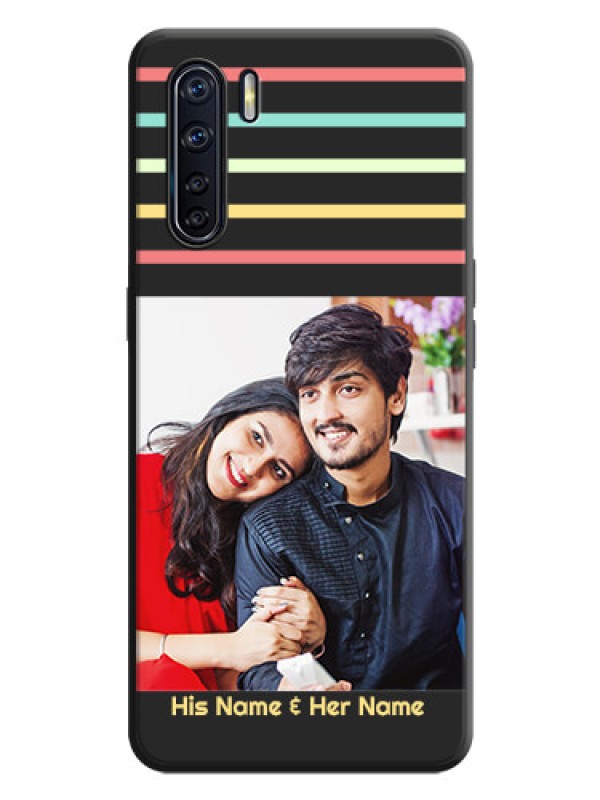 Custom Color Stripes with Photo and Text - Photo on Space Black Soft Matte Mobile Case - Oppo F15