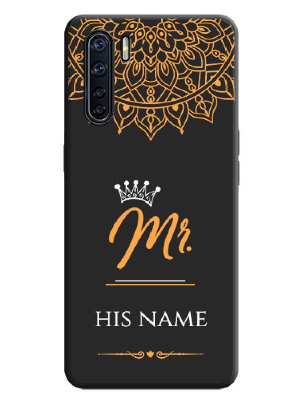 Custom Mr Name with Floral Design  on Personalised Space Black Soft Matte Cases - Oppo F15