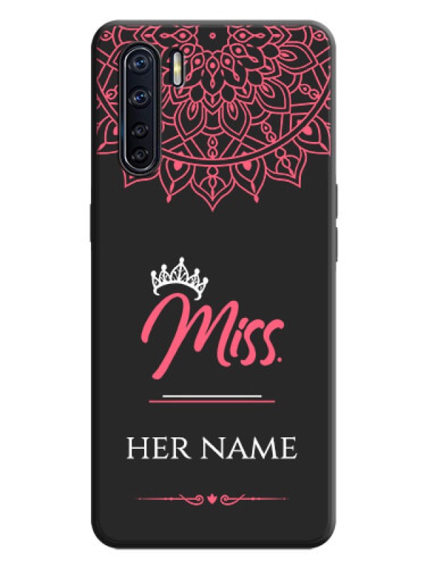 Custom Mrs Name with Floral Design on Space Black Personalized Soft Matte Phone Covers - Oppo F15