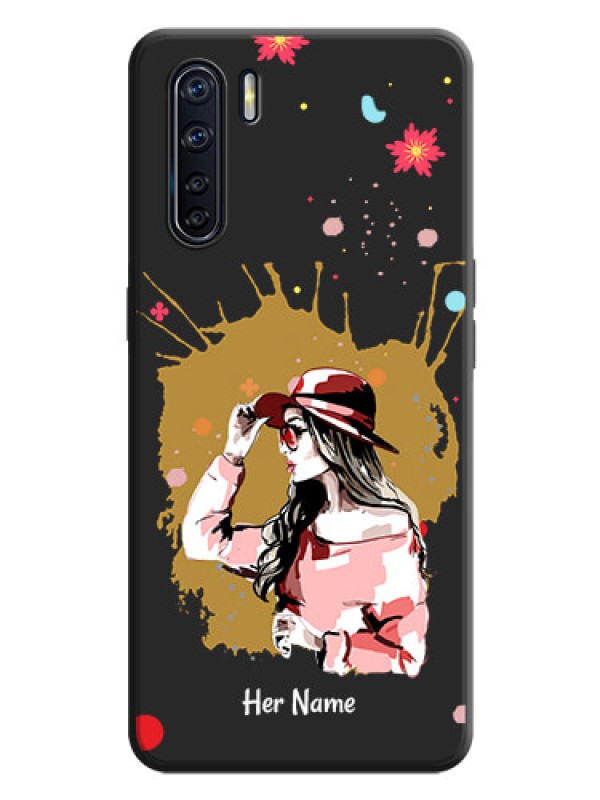 Custom Mordern Lady With Color Splash Background With Custom Text On Space Black Personalized Soft Matte Phone Covers -Oppo F15