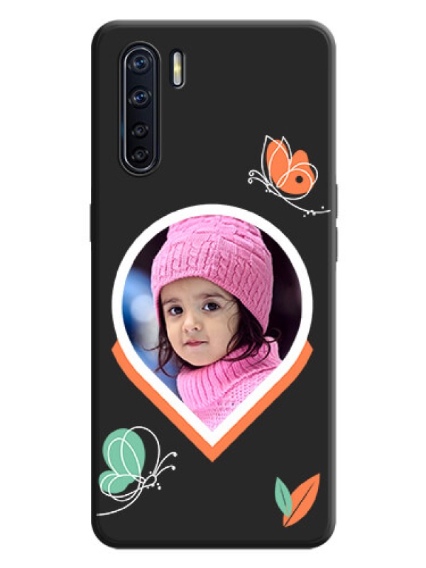 Custom Upload Pic With Simple Butterly Design On Space Black Personalized Soft Matte Phone Covers -Oppo F15