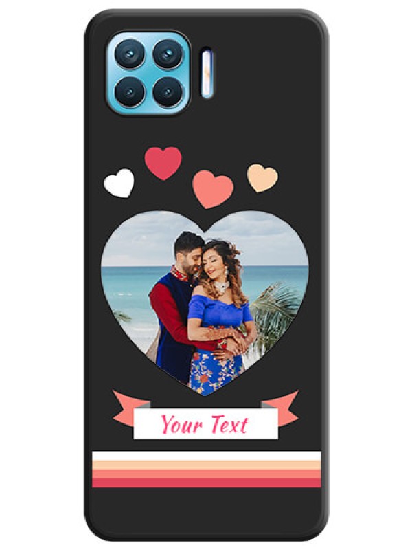 Custom Love Shaped Photo with Colorful Stripes on Personalised Space Black Soft Matte Cases - Oppo f17 pro