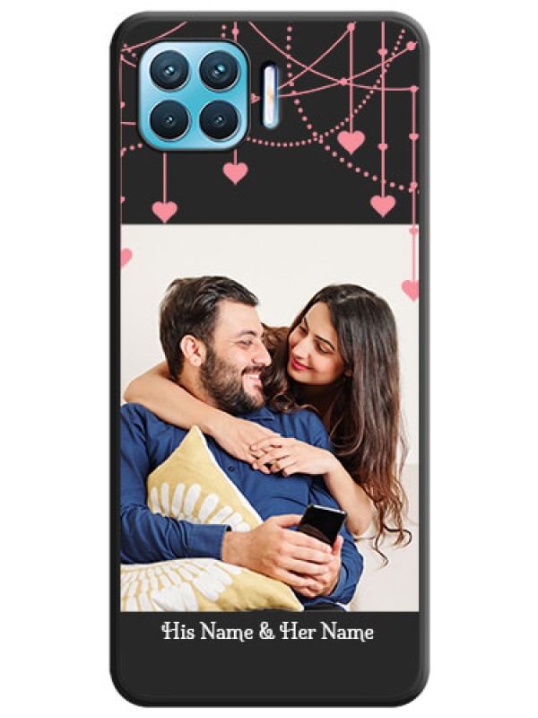 Custom Pink Love Hangings with Text on Space Black Custom Soft Matte Back Cover - Oppo f17 pro