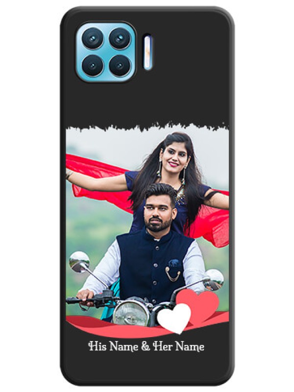 Custom Pin Color Love Shaped Ribbon Design with Text on Space Black Custom Soft Matte Phone Back Cover - Oppo f17 pro