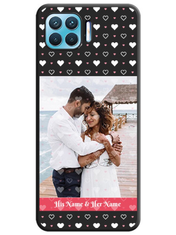Custom White Color Love Symbols with Text Design on Photo on Space Black Soft Matte Phone Cover - Oppo f17 pro