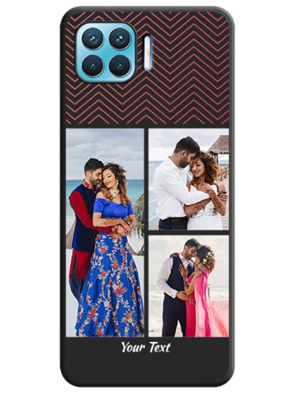 Custom Wave Pattern with 3 Image Holder on Space Black Custom Soft Matte Back Cover - Oppo f17 pro