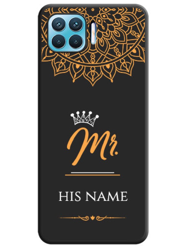 Custom Mr Name with Floral Design  on Personalised Space Black Soft Matte Cases - Oppo f17 pro