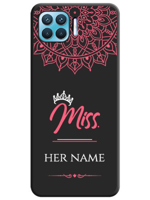 Custom Mrs Name with Floral Design on Space Black Personalized Soft Matte Phone Covers - Oppo f17 pro