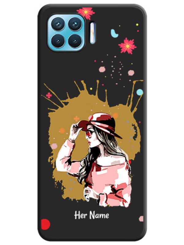 Custom Mordern Lady With Color Splash Background With Custom Text On Space Black Personalized Soft Matte Phone Covers -Oppo F17 Pro