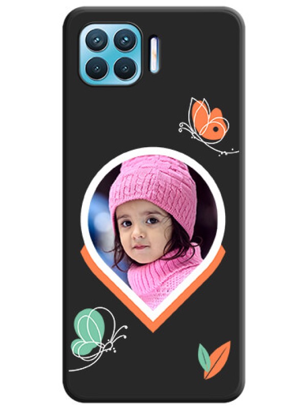 Custom Upload Pic With Simple Butterly Design On Space Black Personalized Soft Matte Phone Covers -Oppo F17 Pro