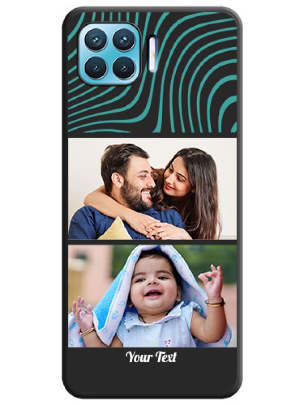 Custom Wave Pattern with 2 Image Holder on Space Black Personalized Soft Matte Phone Covers - Oppo F17