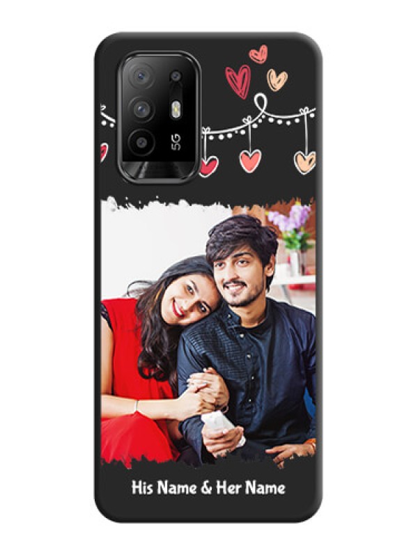 Custom Pink Love Hangings with Name on Space Black Custom Soft Matte Phone Cases - Oppo F19 Pro Plus 5G