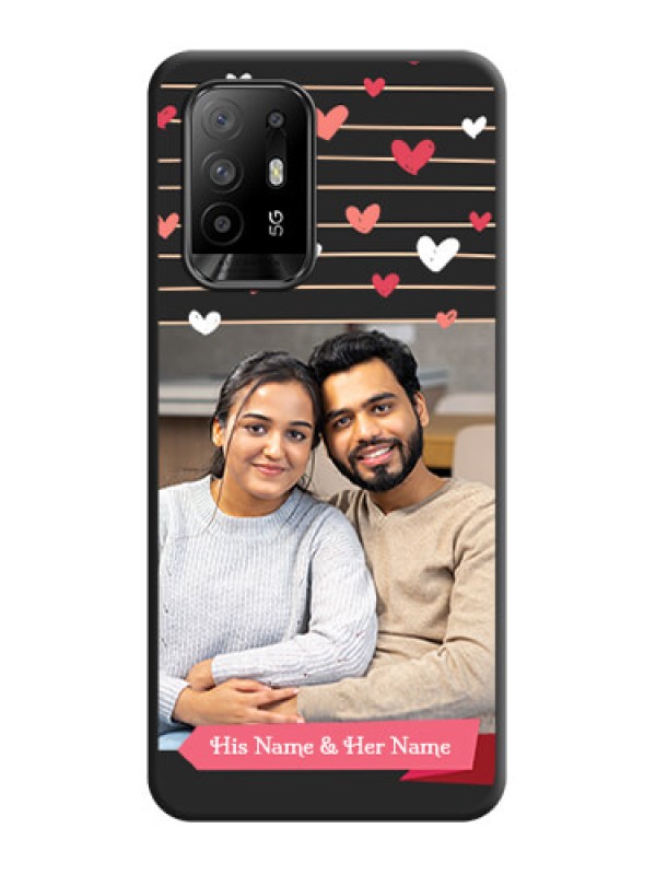 Custom Love Pattern with Name on Pink Ribbon  on Photo on Space Black Soft Matte Back Cover - Oppo F19 Pro Plus 5G