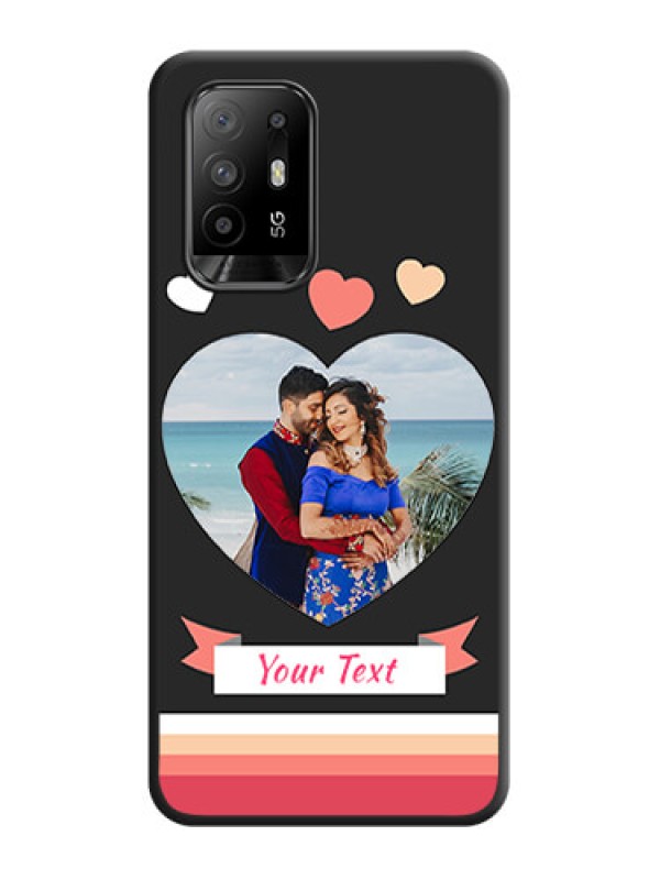 Custom Love Shaped Photo with Colorful Stripes on Personalised Space Black Soft Matte Cases - Oppo F19 Pro Plus 5G