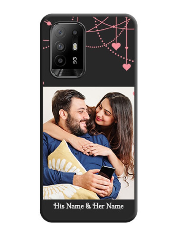 Custom Pink Love Hangings with Text on Space Black Custom Soft Matte Back Cover - Oppo F19 Pro Plus 5G