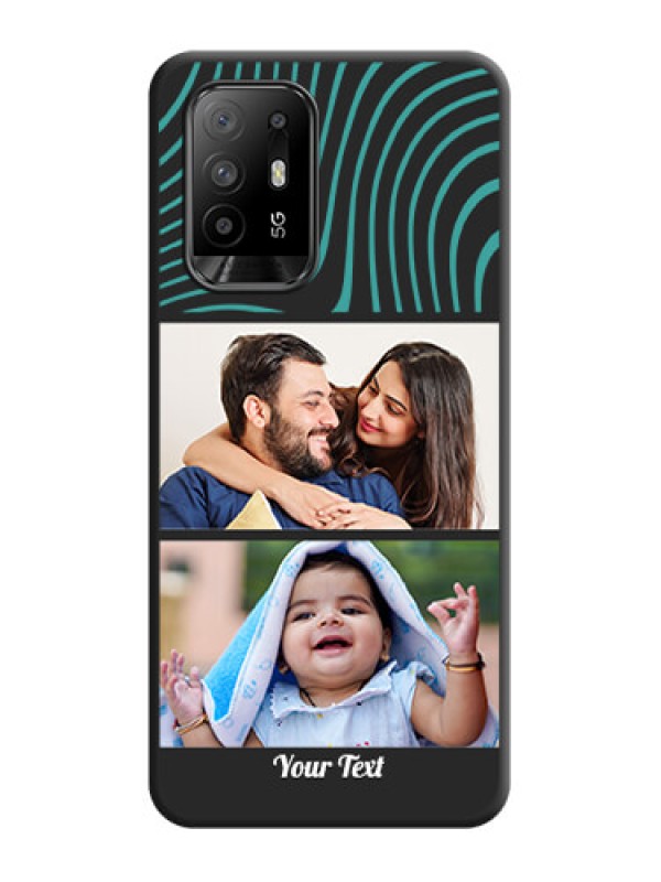 Custom Wave Pattern with 2 Image Holder on Space Black Personalized Soft Matte Phone Covers - Oppo F19 Pro Plus 5G