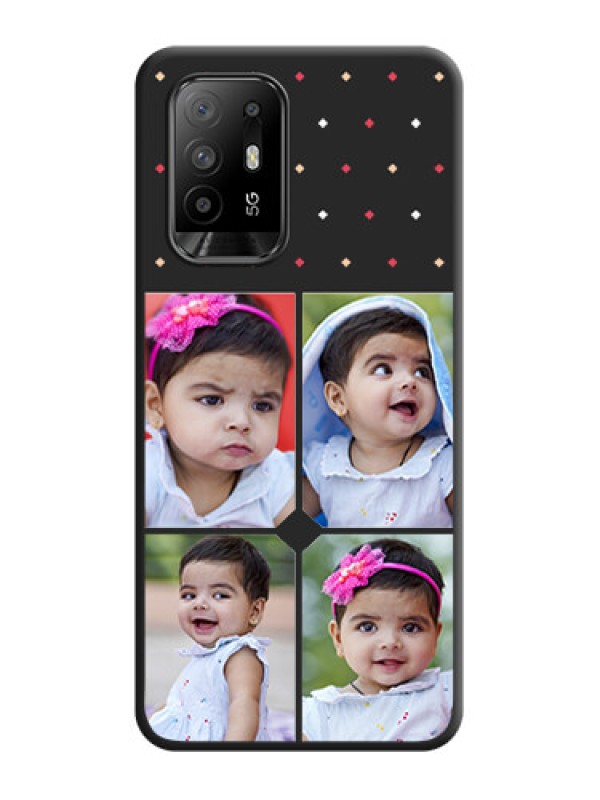Custom Multicolor Dotted Pattern with 4 Image Holder on Space Black Custom Soft Matte Phone Cases - Oppo F19 Pro Plus 5G