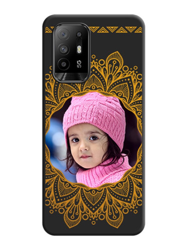 Custom Round Image with Floral Design on Photo on Space Black Soft Matte Mobile Cover - Oppo F19 Pro Plus 5G