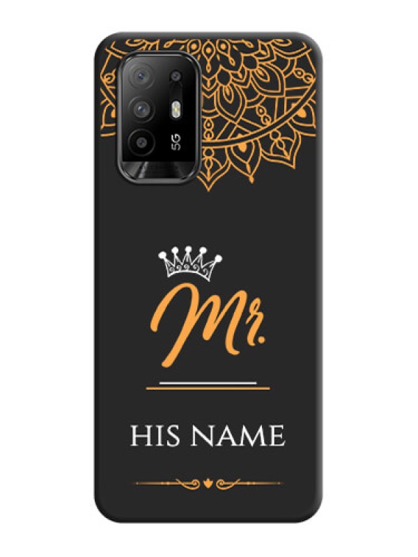 Custom Mr Name with Floral Design  on Personalised Space Black Soft Matte Cases - Oppo F19 Pro Plus 5G