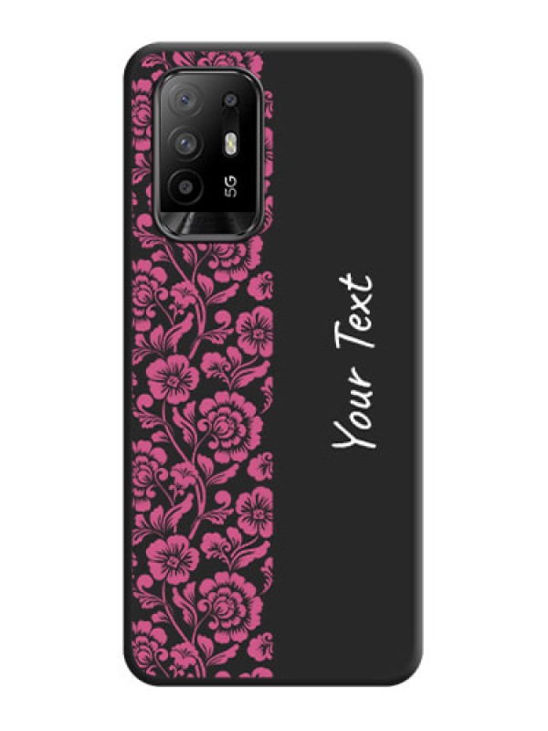 Custom Pink Floral Pattern Design With Custom Text On Space Black Personalized Soft Matte Phone Covers -Oppo F19 Pro Plus 5G