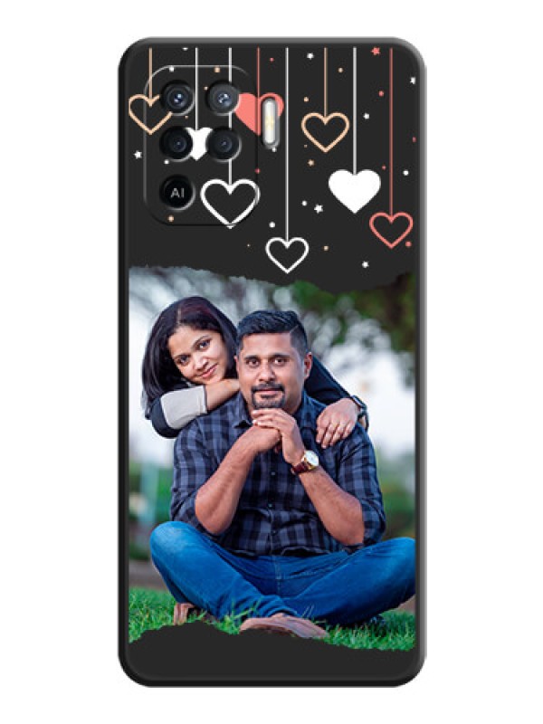 Custom Love Hangings with Splash Wave Picture on Space Black Custom Soft Matte Phone Back Cover - Oppo F19 Pro