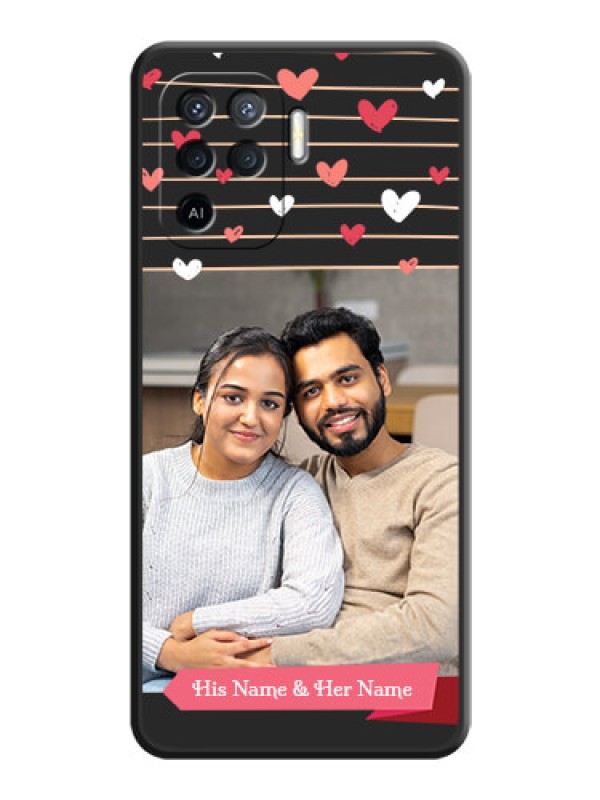 Custom Love Pattern with Name on Pink Ribbon  on Photo on Space Black Soft Matte Back Cover - Oppo F19 Pro