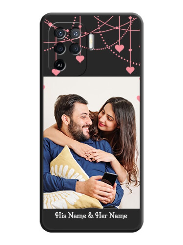 Custom Pink Love Hangings with Text on Space Black Custom Soft Matte Back Cover - Oppo F19 Pro