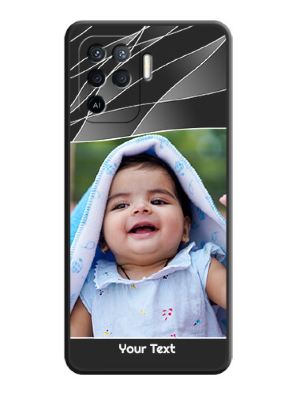 Custom Mixed Wave Lines on Photo on Space Black Soft Matte Mobile Cover - Oppo F19 Pro