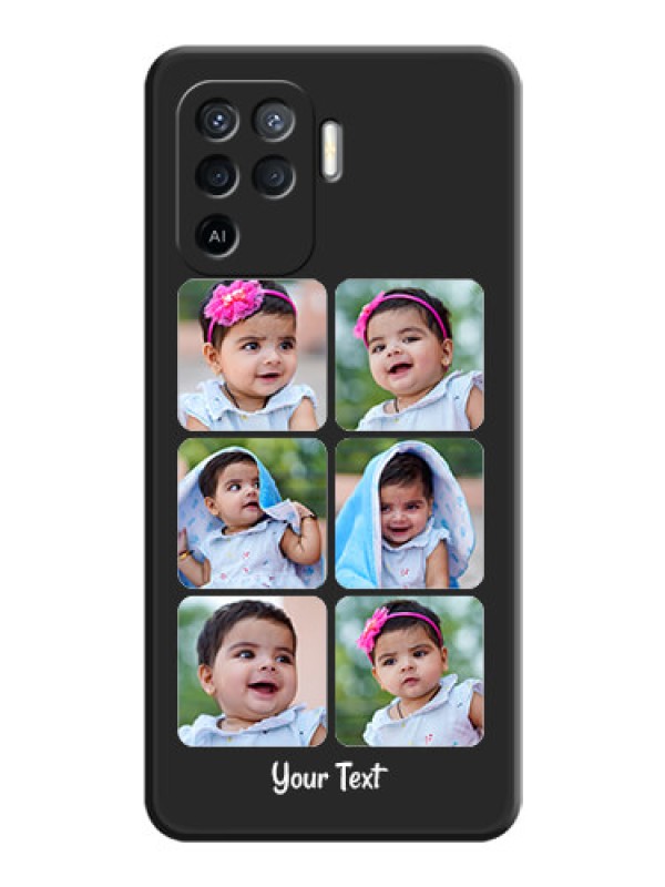 Custom Floral Art with 6 Image Holder on Photo on Space Black Soft Matte Mobile Case - Oppo F19 Pro