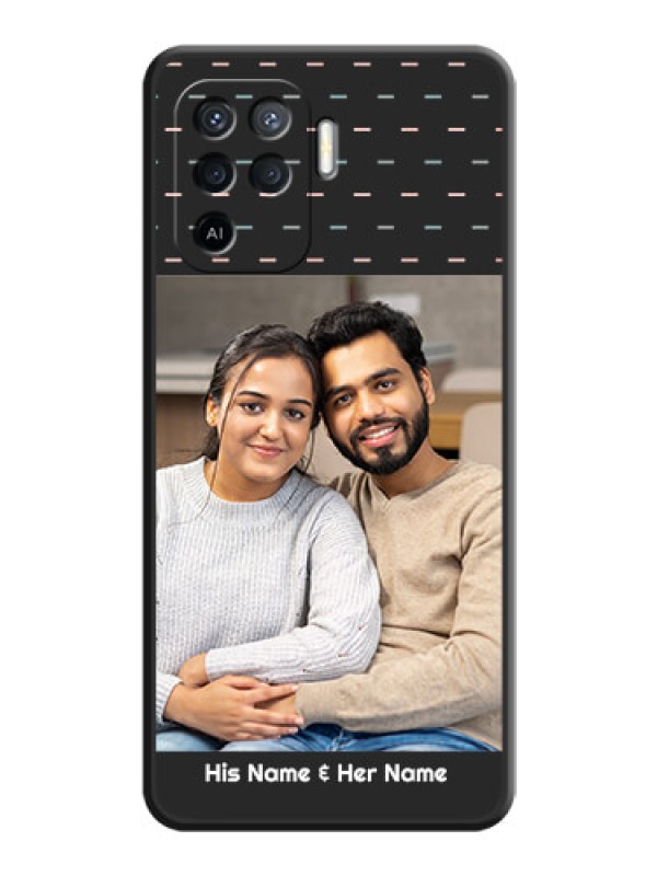 Custom Line Pattern Design with Text on Space Black Custom Soft Matte Phone Back Cover - Oppo F19 Pro