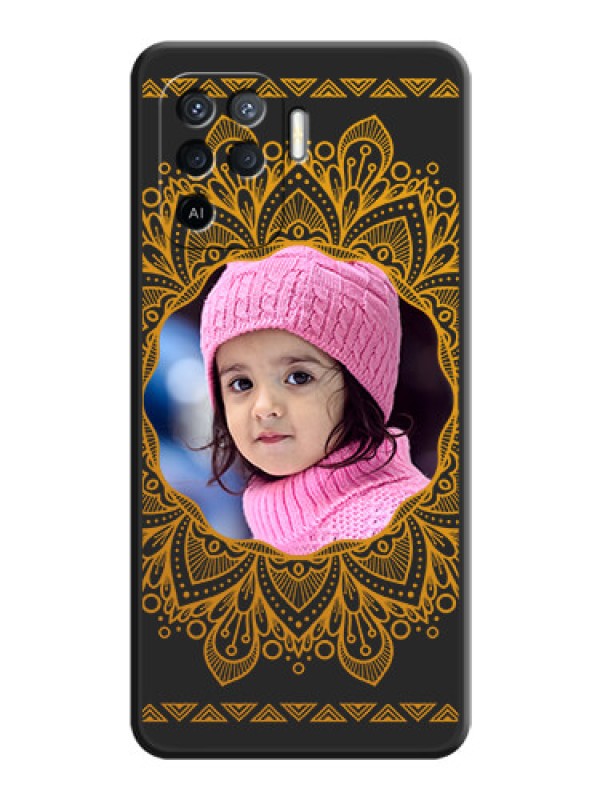 Custom Round Image with Floral Design on Photo on Space Black Soft Matte Mobile Cover - Oppo F19 Pro