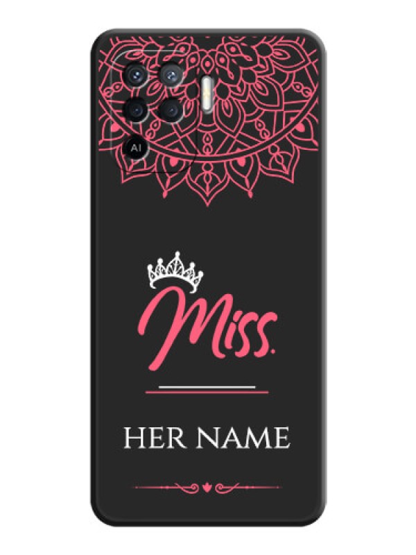 Custom Mrs Name with Floral Design on Space Black Personalized Soft Matte Phone Covers - Oppo F19 Pro