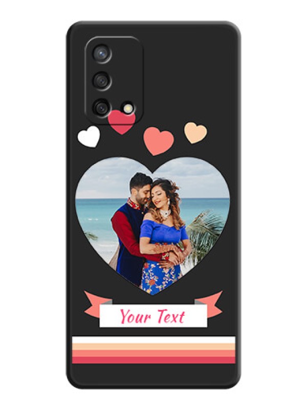 Custom Love Shaped Photo with Colorful Stripes on Personalised Space Black Soft Matte Cases - Oppo F19