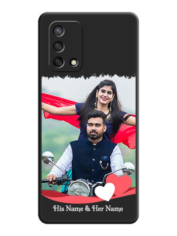Custom Pin Color Love Shaped Ribbon Design with Text on Space Black Custom Soft Matte Phone Back Cover - Oppo F19