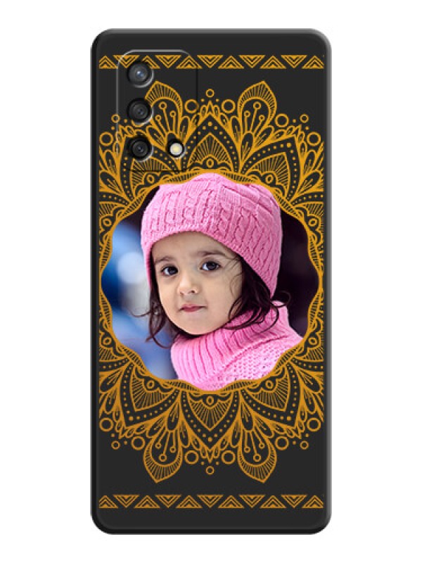 Custom Round Image with Floral Design on Photo on Space Black Soft Matte Mobile Cover - Oppo F19