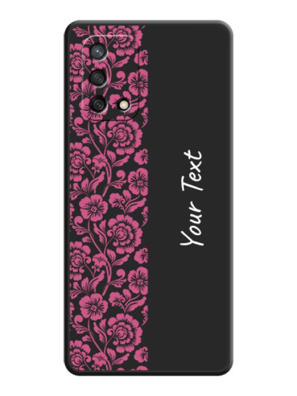 Custom Pink Floral Pattern Design With Custom Text On Space Black Personalized Soft Matte Phone Covers -Oppo F19