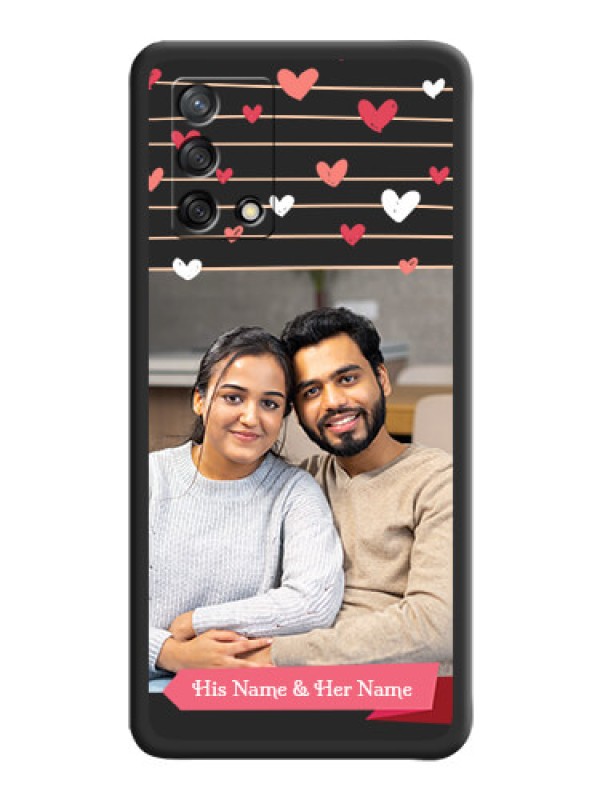 Custom Love Pattern with Name on Pink Ribbon  on Photo on Space Black Soft Matte Back Cover - Oppo F19s
