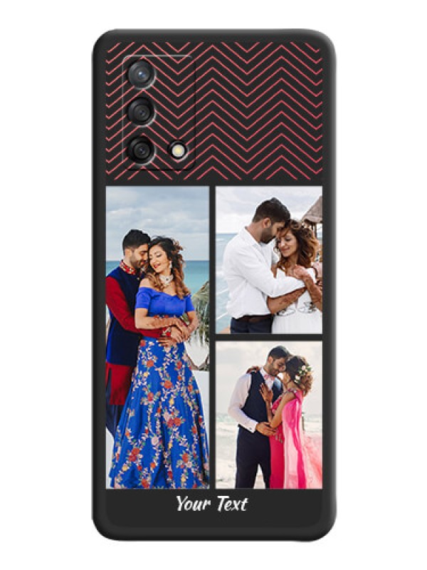 Custom Wave Pattern with 3 Image Holder on Space Black Custom Soft Matte Back Cover - Oppo F19s