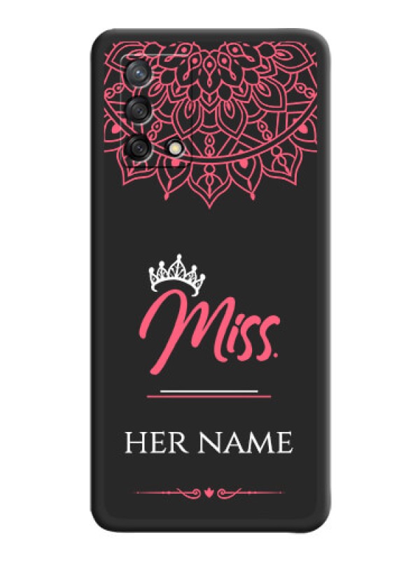 Custom Mrs Name with Floral Design on Space Black Personalized Soft Matte Phone Covers - Oppo F19s