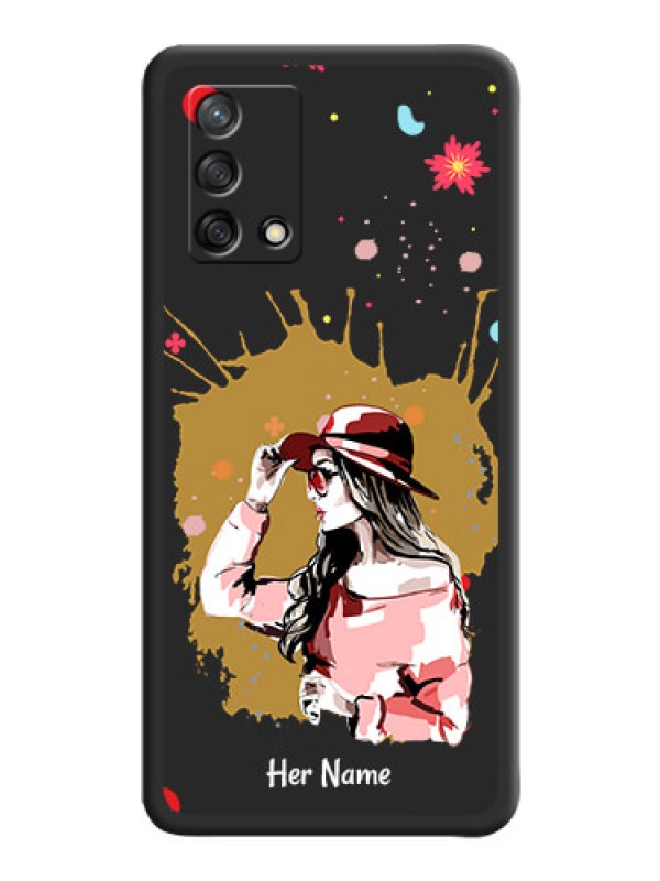 Custom Mordern Lady With Color Splash Background With Custom Text On Space Black Personalized Soft Matte Phone Covers -Oppo F19S
