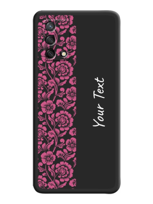 Custom Pink Floral Pattern Design With Custom Text On Space Black Personalized Soft Matte Phone Covers -Oppo F19S