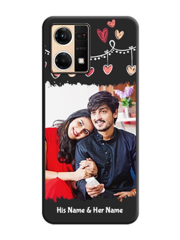 Custom Pink Love Hangings with Name on Space Black Custom Soft Matte Phone Cases - Oppo F21 Pro 4G