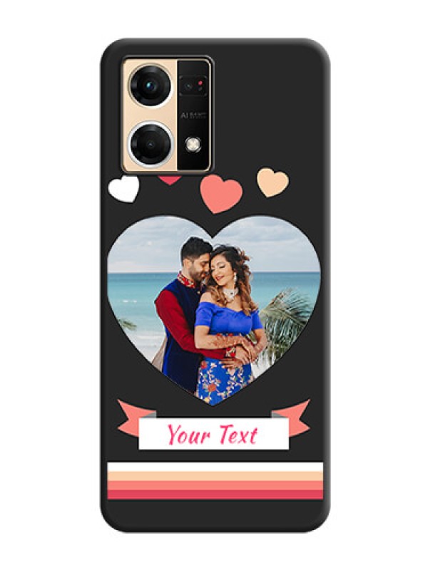 Custom Love Shaped Photo with Colorful Stripes on Personalised Space Black Soft Matte Cases - Oppo F21 Pro 4G