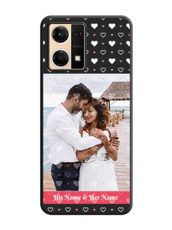 Custom White Color Love Symbols with Text Design on Photo on Space Black Soft Matte Phone Cover - Oppo F21 Pro 4G